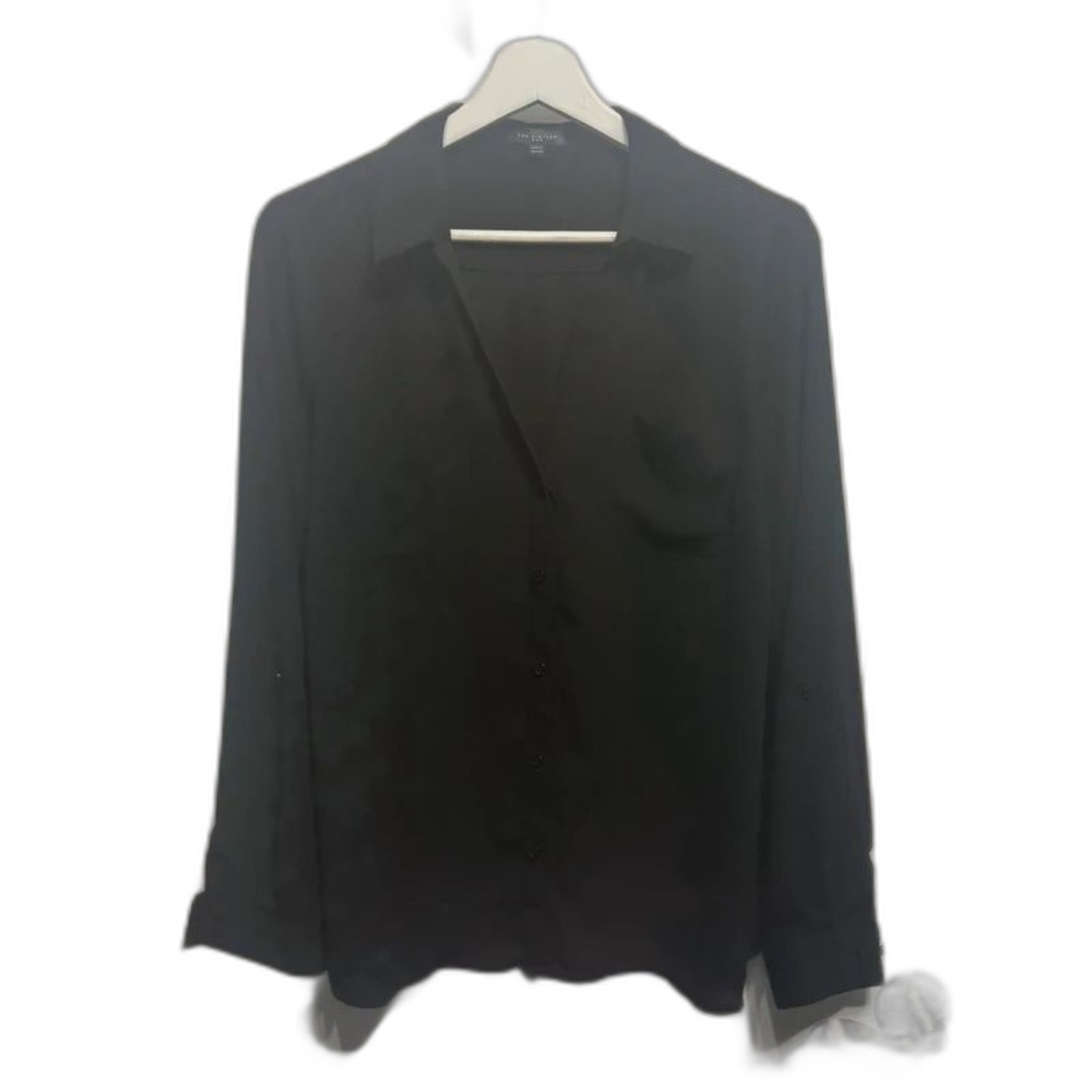 The Limited Large Semi-Sheer Black Long Sleeve Button Down Shirt